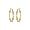 Thumbnail Image 2 of Italian Brilliance Diamond-Cut Oval Hoop Earrings 14K Yellow Gold 27.5mm
