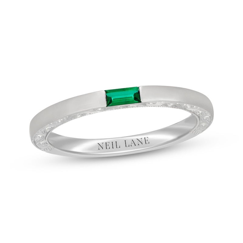 Neil Lane Baguette-Cut Natural Emerald Anniversary Ring 14K White Gold