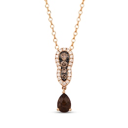 Le Vian Chocolate Waterfall Quartz Necklace 1/3 ct tw Diamonds 14K Strawberry Gold 19"
