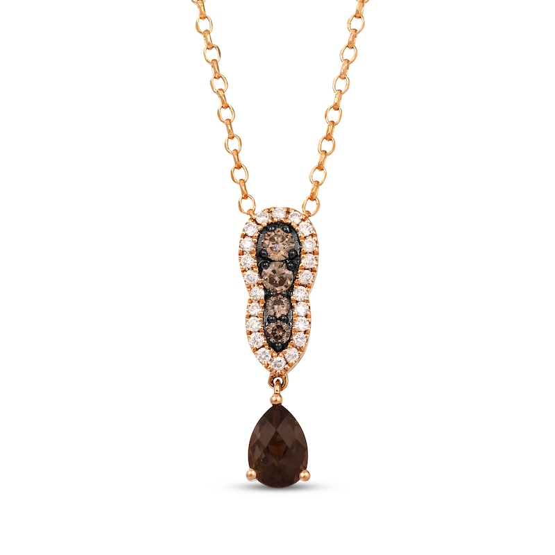 Main Image 1 of Le Vian Chocolate Waterfall Quartz Necklace 1/3 ct tw Diamonds 14K Strawberry Gold 19&quot;