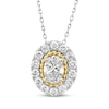 Thumbnail Image 0 of Threads of Love Oval-Cut Lab-Created Diamond Halo Necklace 1-1/2 ct tw 14K Two-Tone Gold 18"