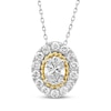 Thumbnail Image 1 of Threads of Love Oval-Cut Lab-Grown Diamond Halo Necklace 1-1/2 ct tw 14K Two-Tone Gold 18"