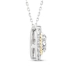Thumbnail Image 1 of Threads of Love Oval-Cut Lab-Created Diamond Halo Necklace 1-1/2 ct tw 14K Two-Tone Gold 18"