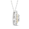Thumbnail Image 2 of Threads of Love Oval-Cut Lab-Grown Diamond Halo Necklace 1-1/2 ct tw 14K Two-Tone Gold 18"