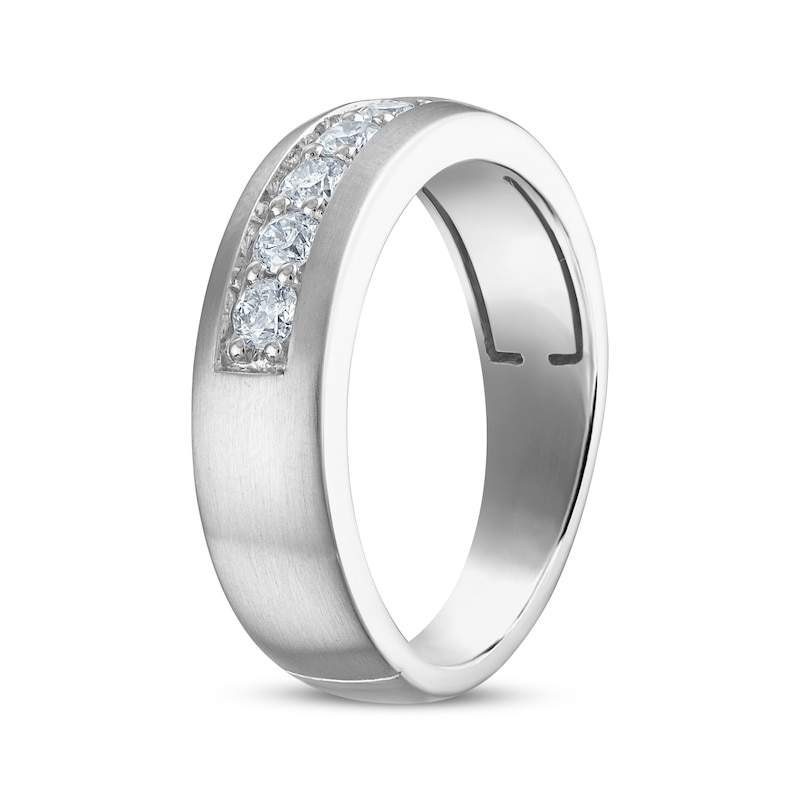 Main Image 2 of Now + Forever Men's Certified Diamond Five-Stone Wedding Band 1/2 ct tw Platinum