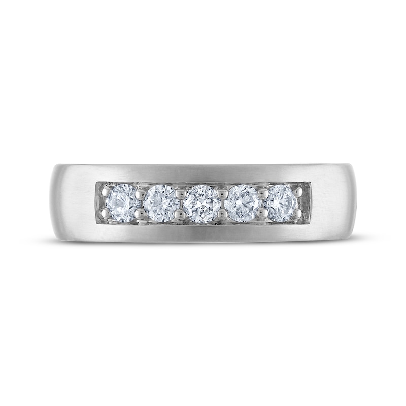 Main Image 3 of Now + Forever Men's Certified Diamond Five-Stone Wedding Band 1/2 ct tw Platinum