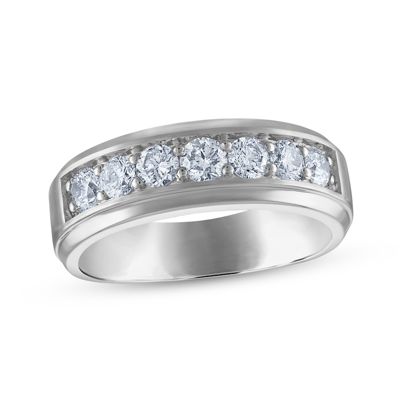 Main Image 1 of Now + Forever Men's Certified Diamond Seven-Stone Wedding Band 1 ct tw Platinum