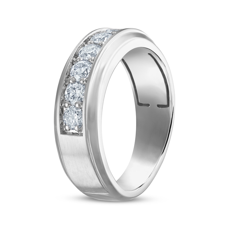Main Image 2 of Now + Forever Men's Certified Diamond Seven-Stone Wedding Band 1 ct tw Platinum