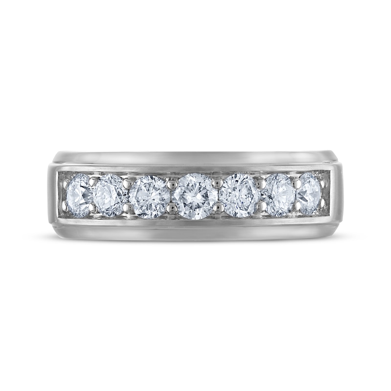 Main Image 3 of Now + Forever Men's Certified Diamond Seven-Stone Wedding Band 1 ct tw Platinum