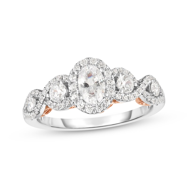 Main Image 1 of Now + Forever Oval-Cut Diamond Halo Engagement Ring 1 ct tw 14K Two-Tone Gold