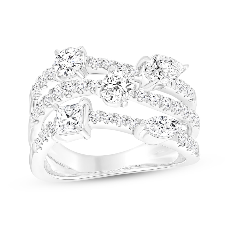 Main Image 1 of All You Are Multi-Shape Lab-Grown Diamond Three-Row Ring 2 ct tw 14K White Gold