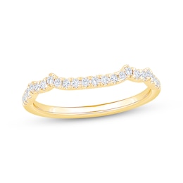 Now + Forever Diamond Scalloped Edge Wedding Band 1/5 ct tw 14K Yellow Gold