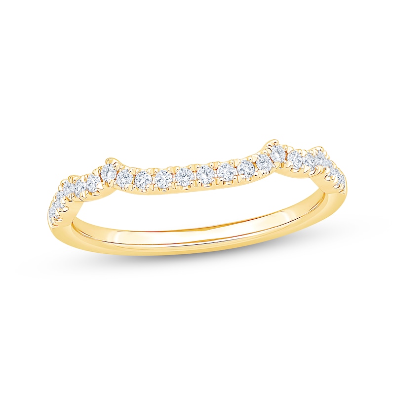 Main Image 1 of Now + Forever Diamond Scalloped Edge Wedding Band 1/5 ct tw 14K Yellow Gold