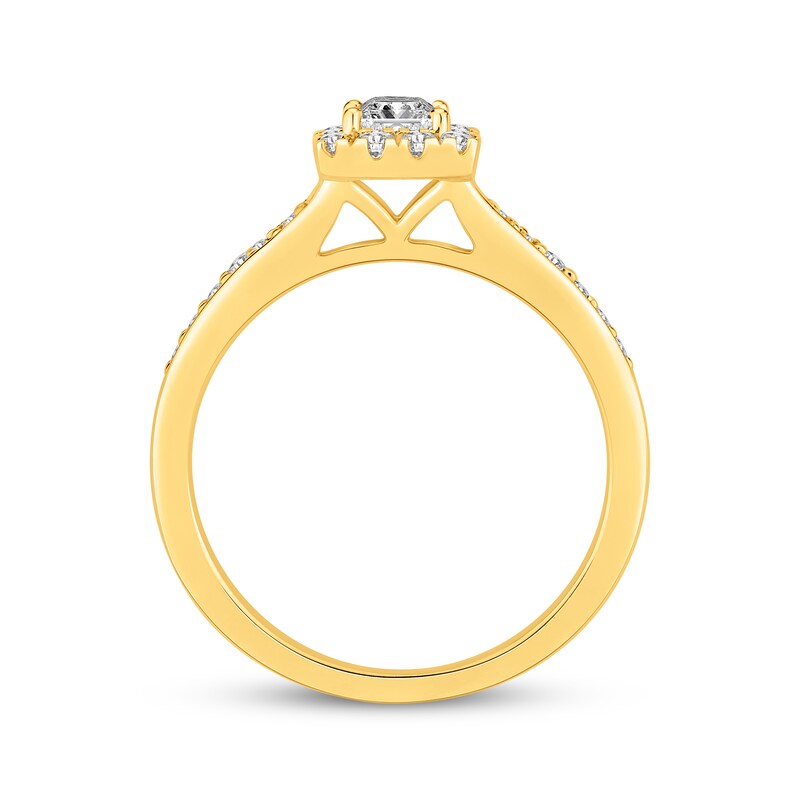Main Image 3 of Now + Forever Princess-Cut Diamond Halo Engagement Ring 5/8 ct tw 10K Yellow Gold
