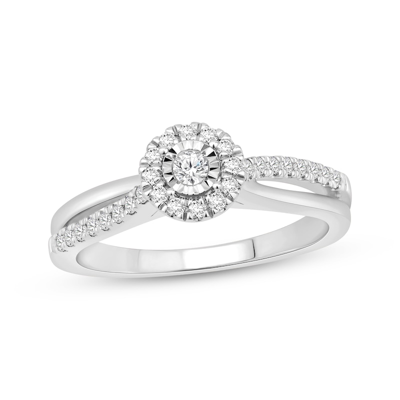 Main Image 1 of Now + Forever Round-Cut Diamond Halo Engagement Ring 1/4 ct tw 10K White Gold