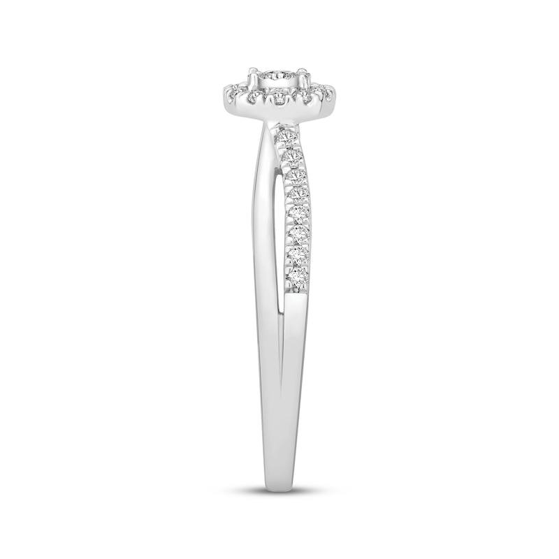 Main Image 2 of Now + Forever Round-Cut Diamond Halo Engagement Ring 1/4 ct tw 10K White Gold
