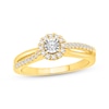 Thumbnail Image 1 of Now + Forever Round-Cut Diamond Halo Engagement Ring 1/4 ct tw 10K Yellow Gold