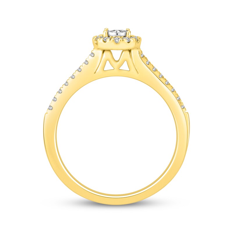 Main Image 3 of Now + Forever Round-Cut Diamond Halo Engagement Ring 1/4 ct tw 10K Yellow Gold
