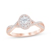 Thumbnail Image 1 of Now + Forever Oval-Cut Diamond Double-Halo Engagement Ring 1/2 ct tw 14K Rose Gold