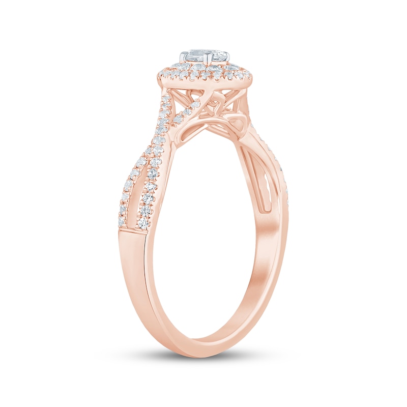Main Image 2 of Now + Forever Oval-Cut Diamond Double-Halo Engagement Ring 1/2 ct tw 14K Rose Gold