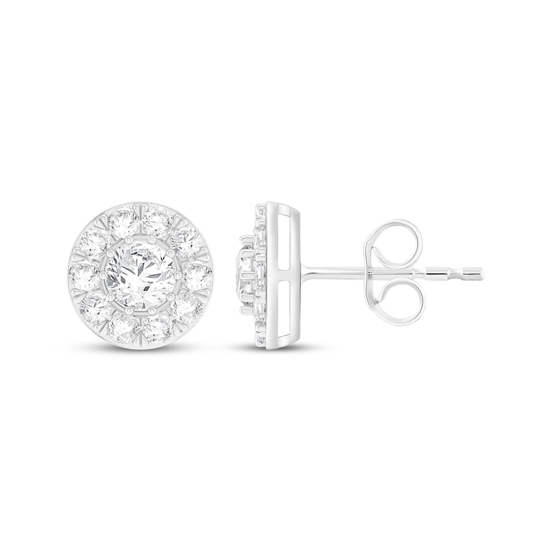 Main Image 3 of KAY Lab-Grown Diamonds Halo Stud Earrings 2 ct tw 10K White Gold