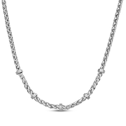 Wheat Chain Station Necklace Solid Stainless Steel 22"