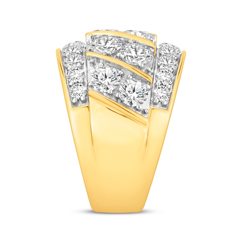 Main Image 2 of KAY Lab-Grown diamonds Men's Diagonal Multi-Row Ring 7 ct tw 10K Yellow Gold