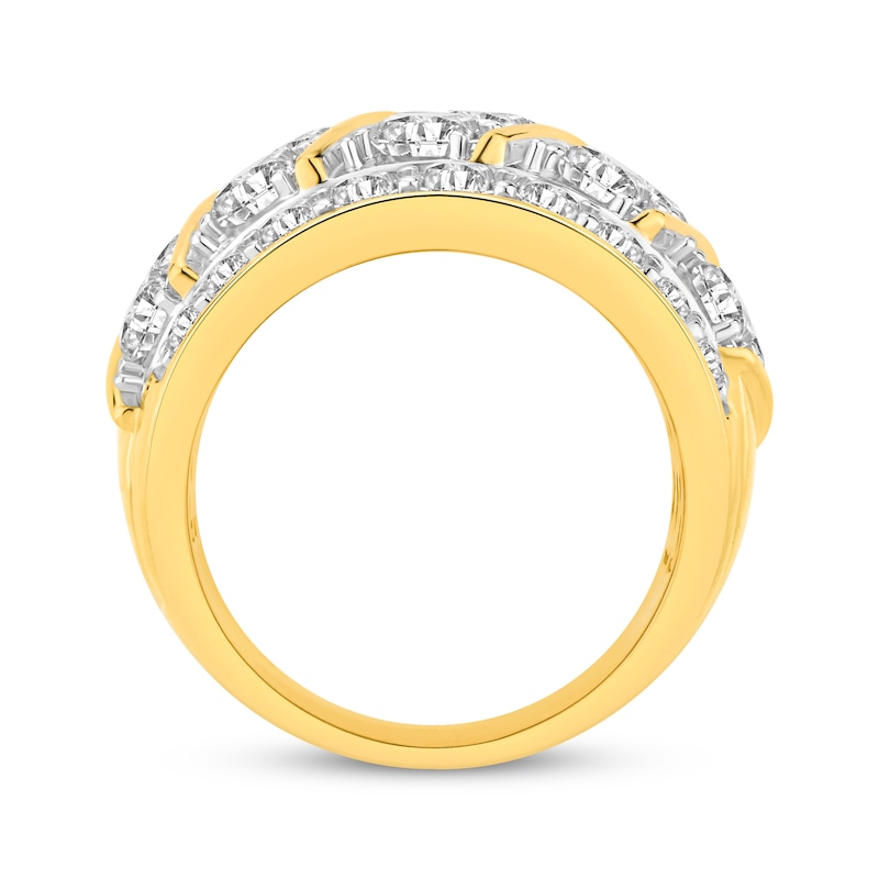 Main Image 3 of KAY Lab-Grown diamonds Men's Diagonal Multi-Row Ring 7 ct tw 10K Yellow Gold