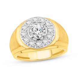 KAY Lab-Grown diamonds Men's Halo Ring 2 ct tw 10K Yellow Gold