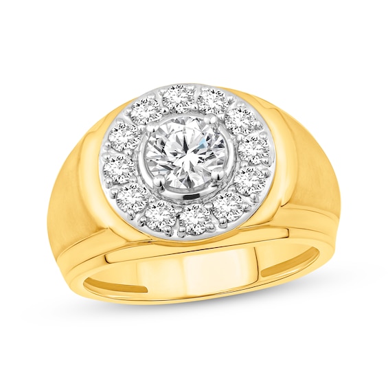 KAY Lab-Grown diamonds Men's Halo Ring 2 ct tw 10K Yellow Gold