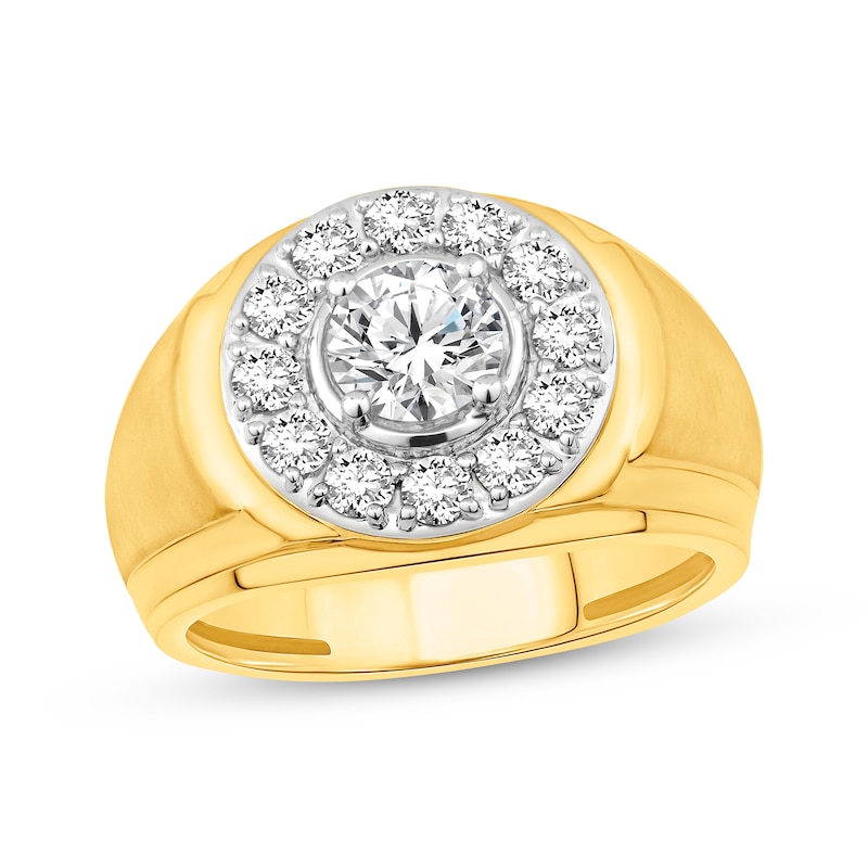Main Image 1 of KAY Lab-Grown diamonds Men's Halo Ring 2 ct tw 10K Yellow Gold