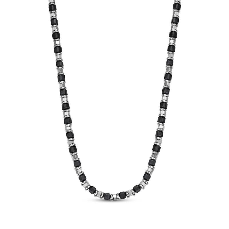 Main Image 1 of Men's Bead Necklace Stainless Steel & Black Ion Plating 24&quot;