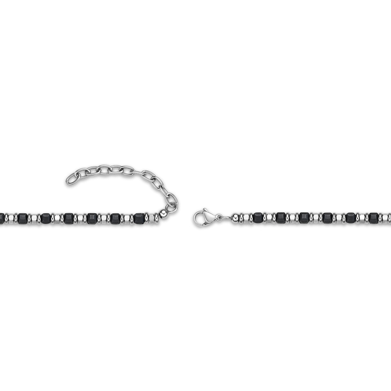 Main Image 3 of Men's Bead Necklace Stainless Steel & Black Ion Plating 24&quot;