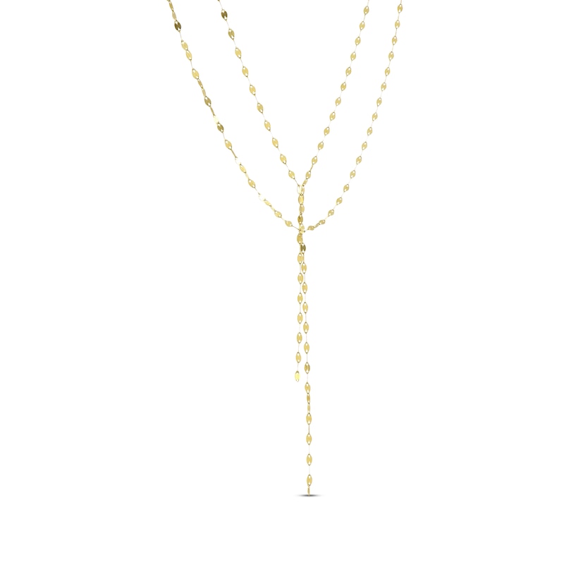 Main Image 2 of Solid Layered Mirror Chain Lariat Necklace 10K Yellow Gold 17&quot;