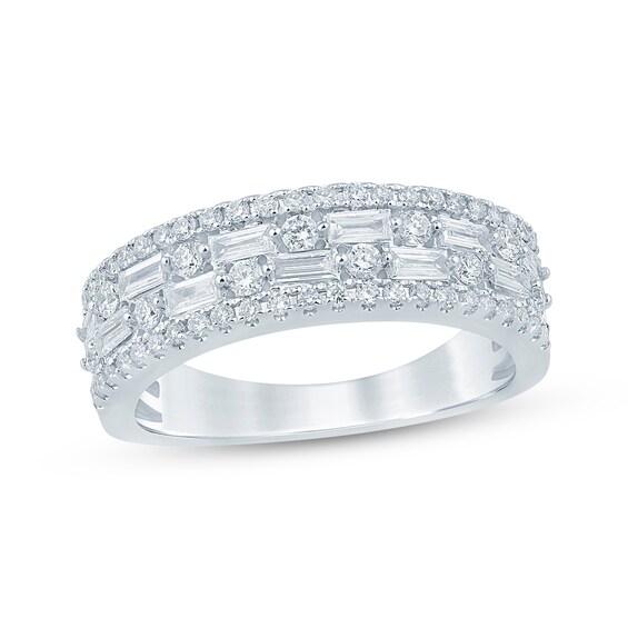 Now + Forever Lab-Grown Diamonds Baguette & Round-Cut Anniversary Ring 3/4 ct tw 14K White Gold