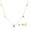 Thumbnail Image 1 of White Lab-Created Sapphire Station Necklace & Stud Earrings Gift Set 18K Yellow Gold-Plated Sterling Silver