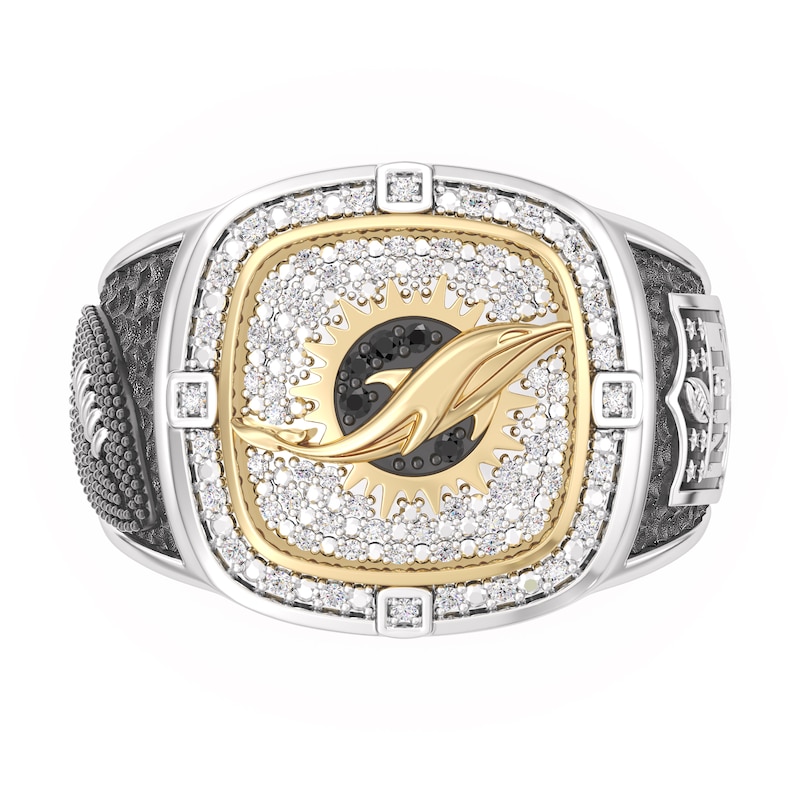Main Image 1 of True Fans Miami Dolphins Championship Ring Sterling Silver & 10K Yellow Gold Ring