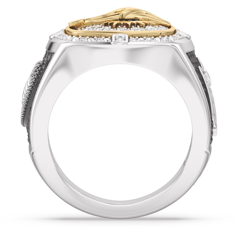 Main Image 2 of True Fans Miami Dolphins Championship Ring Sterling Silver & 10K Yellow Gold Ring