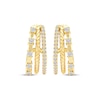 Thumbnail Image 2 of Diamond Three-Row Split J-Hoop Huggie Earrings 1/4 ct tw 10K Yellow Gold