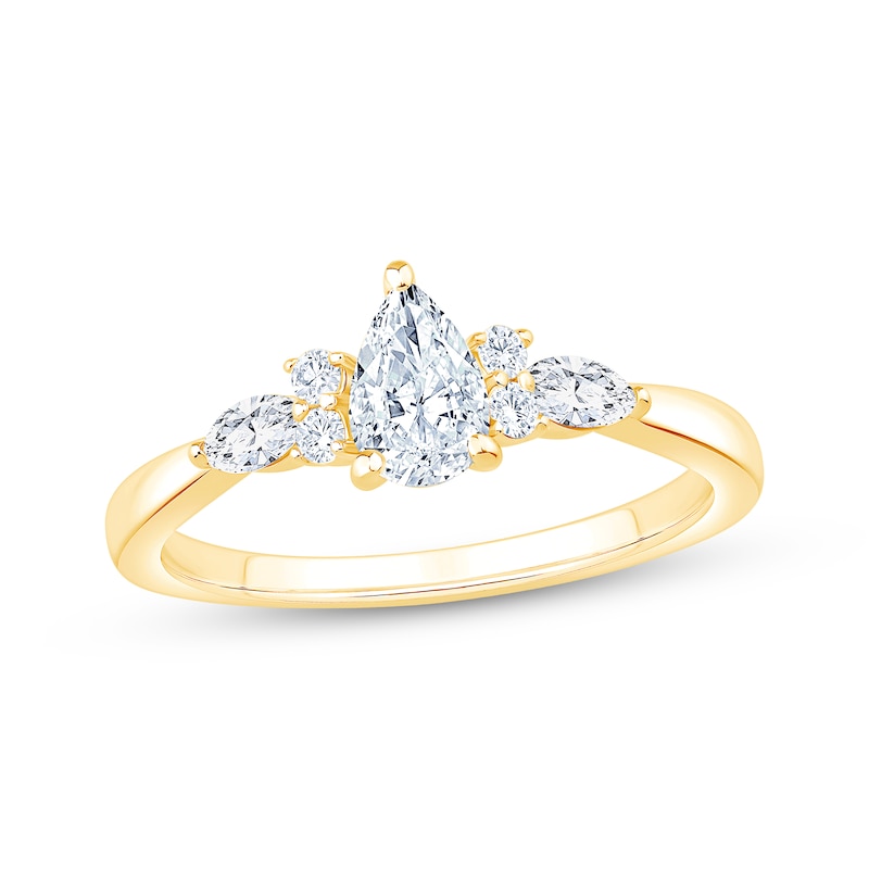 Main Image 1 of Now + Forever Lab-Grown Diamonds Pear-Shaped Engagement Ring 3/4 ct tw 14K Yellow Gold