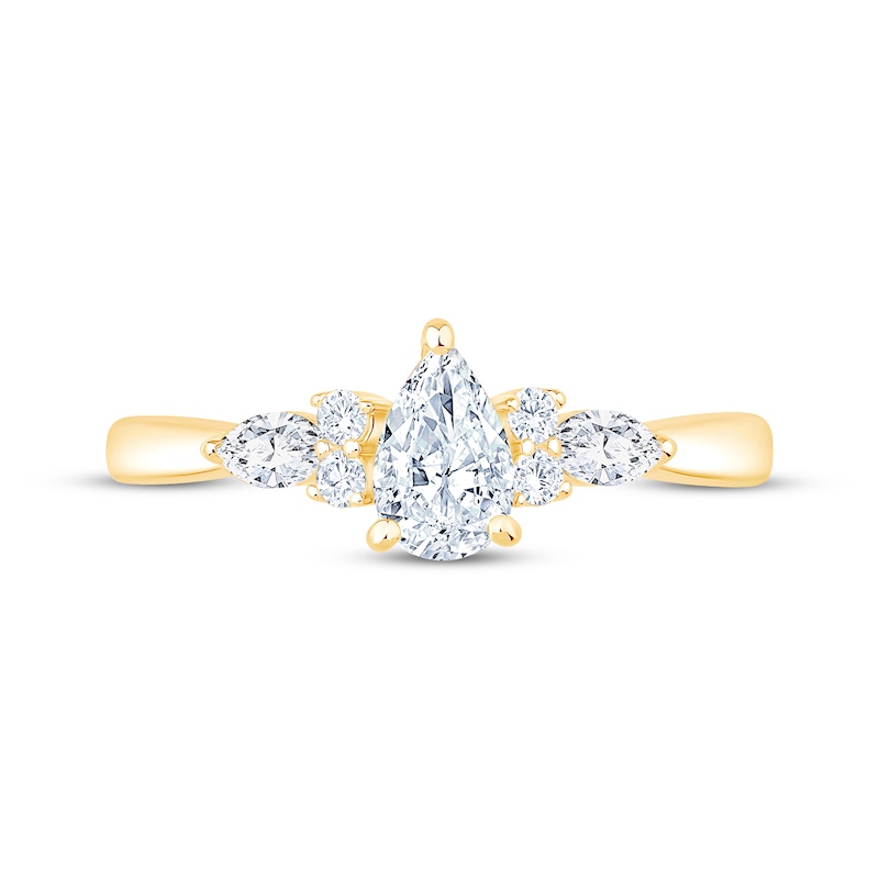 Main Image 3 of Now + Forever Lab-Grown Diamonds Pear-Shaped Engagement Ring 3/4 ct tw 14K Yellow Gold