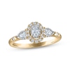 Thumbnail Image 1 of Memories Moments Magic Oval-Cut & Pear-Shaped Diamond Three-Stone Engagement Ring 1/3 ct tw 14K Yellow Gold