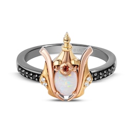 Star Wars Queen Amidala Oval-Cut Opal, Garnet & Diamond Ring 1/10 ct tw Sterling Silver & 10K Two-Tone Gold