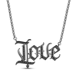 Ink & Ice Black Diamond &quot;Love&quot; Necklace 1/10 ct tw Black Rhodium-Plated Sterling Silver 18&quot;