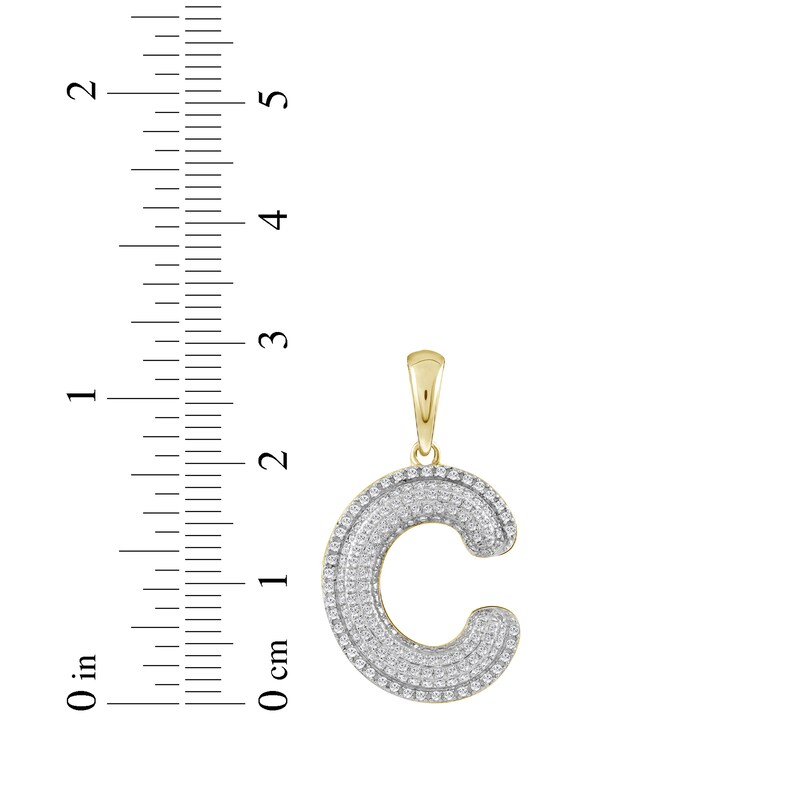 Main Image 3 of Diamond Puff Letter C Initial Charm 1/3 ct tw 10K Yellow Gold