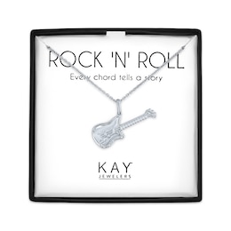 Guitar Necklace with Diamond Accents Sterling Silver 18"
