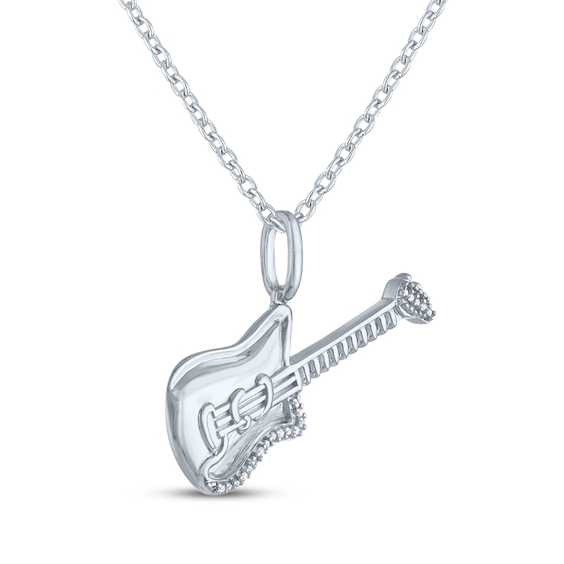 Main Image 3 of Guitar Necklace with Diamond Accents Sterling Silver 18"