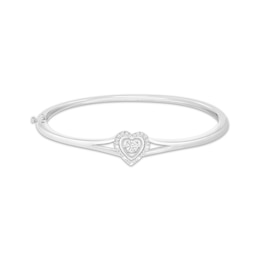Unstoppable Love Diamond Heart Bangle Bracelet 1/6 ct tw Sterling Silver