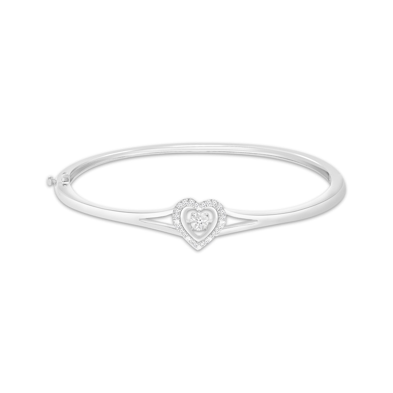 Main Image 1 of Unstoppable Love Diamond Heart Bangle Bracelet 1/6 ct tw Sterling Silver
