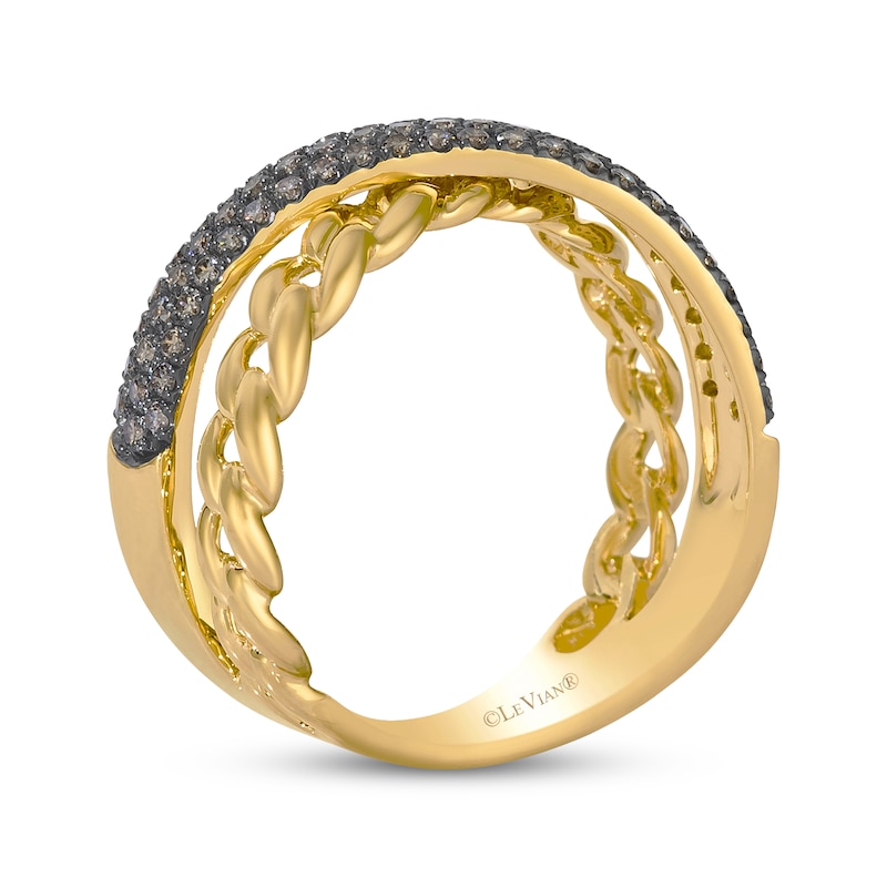Main Image 3 of Le Vian Diamond Crossover Chain Link Ring 1/2 ct tw 14K Honey Gold